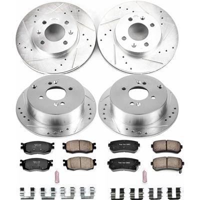 Power Stop K2009 Front Ceramic Brake Pad and Cross Drilled//Slotted Combo Rotor One-Click Brake Kit