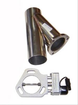 Pypes Electric Cutouts HVE13K Exhaust Cutouts, One 3.0 in. Diameter, Stainless Y-Dump, One 3.0 in. Diameter Cutout, Single, Kit thumbnail 3