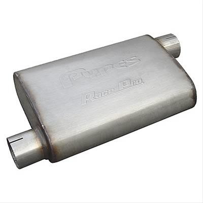 Pypes Race Pro 409 Stainless Steel 3 Inch Muffler MVR16 Muffler, Series, Steel, Natural, 3.0 in. Offset Inlet/3.0 in. Offset Outlet, Each thumbnail 2