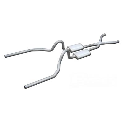 Pypes Race Pro Dual Exhaust Systems SFM03R System, Header-Back, Stainless Steel, Natural, X-Pipe, Ford, Kit thumbnail 2