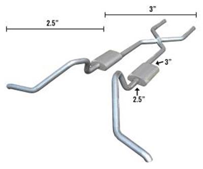 Pypes Violator Dual Exhaust Systems SGB30V Systems, 65-70 B-Body Crossmember-Back Hybrid 3" To 2.5" W/ Xpipe thumbnail 2
