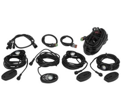 Quadboss Light Bars, Pods and Fog Lights 568565 Spotlight ROCK LIGHT KIT W/ HARNESS QB BLK