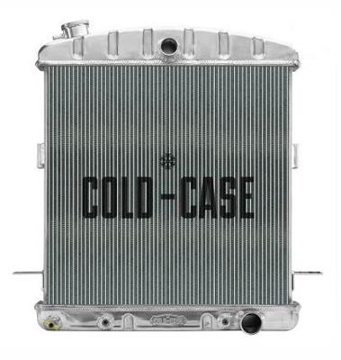 Cold Case Performance Aluminum Radiators for 1939-1941 DELUXE, 1939-1940 STREET ROD - STF910A Radiator, Performance, Aluminum, Polished, Downflow, 2 Row, with Transmission Cooler, Ford, Each