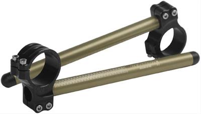 Renthal Clip-On Handlebars CL104 Handlebars, Clip-On, Aluminum/Billet Aluminum, Black Anodized/Gold Anodized, 48mm Diameter, Pair