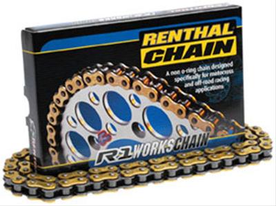 Renthal R1 Works Drive Chains C125 Chain, Works, 520 Size, 114-Links, 7.644 lbs./in. Tensile Strength, Gold/Black, Each