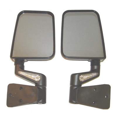Rugged Ridge LED Mirrors 11015.2 Mirrors, Replacement, Square, Plastic, Black, Turn Signal, Jeep, Pair