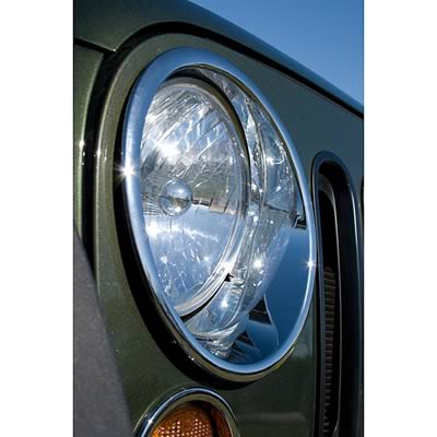 Rugged Ridge Headlight Trim Covers 13311.2 Covers, Acrylic, Chrome, Jeep, Pair