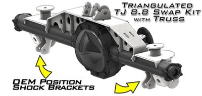 Artec Industries Triangulated 8.8 in. Axle Trusses TR8814 TJ Swap Kit with Truss - 2.63" / OEM Swap in an axle and eliminate the tracbar thumbnail 3