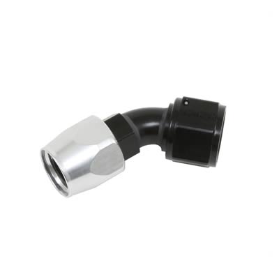 Russell Performance -12 AN Black/Silver 45 Degree Full Flow Hose End