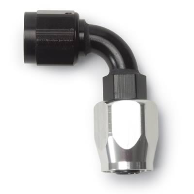 Russell Performance -4 AN Black/Silver 90 Degree Full Flow Hose End