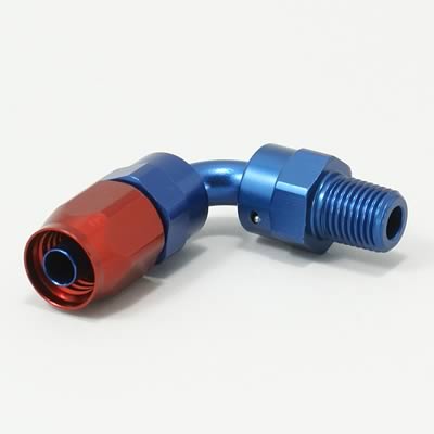 Russell Performance -6 AN Red/Blue 90 Degree Full Flow Swivel Pipe Thread Hose End (With 1/4in NPT)