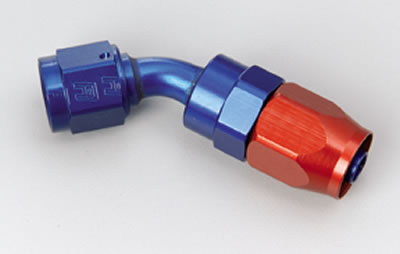 Russell 613090 Red/Blue Anodized Aluminum 6AN 45-Degree Swival Hose End 