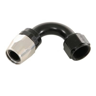 Russell Performance -12 AN Black/Silver 120 Degree Tight Radius Full Flow Swivel Hose End