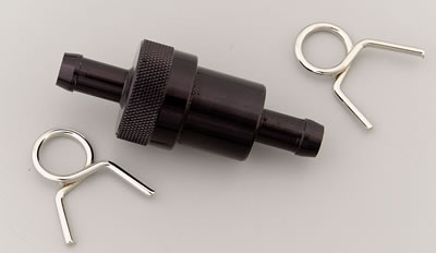Russell Performance Black Street Fuel Filter (3in Length 1-1/8in diameter 3/8in inlet/outlet)