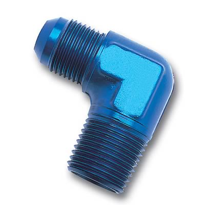 Russell Performance -4 AN to 1/8in NPT 90 Degree Flare to Pipe Adapter (Blue) thumbnail 2