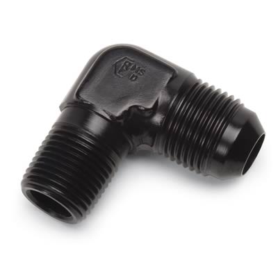 Russell Performance -4 AN to 1/8in NPT 90 Degree Flare to Pipe Adapter (Black) thumbnail 2