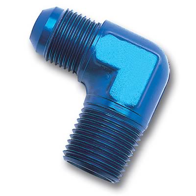 Russell Performance -4 AN to 1/4in NPT 90 Degree Flare to Pipe Adapter (Blue) thumbnail 2