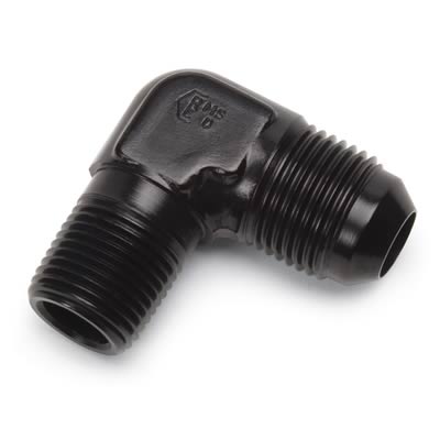 Russell Performance -8 AN to 3/8in NPT 90 Degree Flare to Pipe Adapter (Black) thumbnail 2