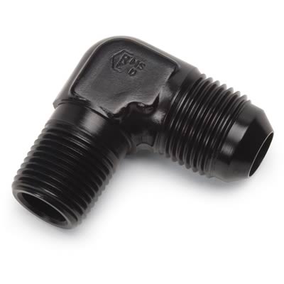 Russell Performance -12 AN to 1/2in NPT 90 Degree Flare to Pipe Adapter (Black) thumbnail 2