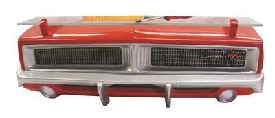 1969 Dodge Charger Painted Orange Resin Wall Decor w/ Glass Shelf 7580-102 