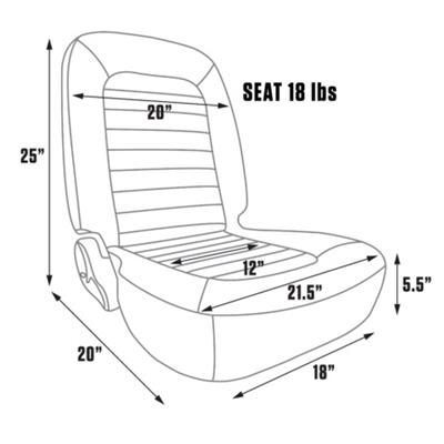 Procar Classic Lowback Black Vinyl Seat 80-1550-51L Seat, Series 1500, Lever Recline Style, Driver Side, Vinyl, Black, Each thumbnail 2