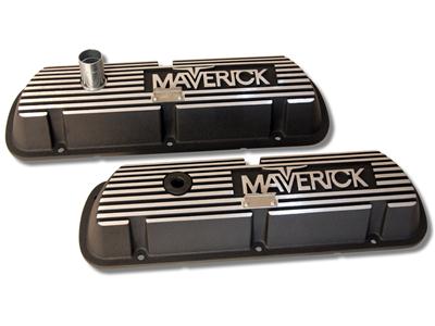 Scott Drake Classic Aluminum Valve Covers 6A582-MAV Covers, Classic, Tall, Maverick Top Style, Black Wrinkle, Ford, Small Block Windsor, Pair