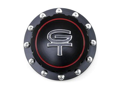 Scott Drake Fuel Tank Caps B-9030-GT-BK Cap, Aluminum, Black Anodized, GT Logo, Ford, Each