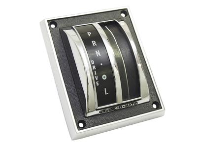 Scott Drake Shifter Bezels C4ZZ-7D394 Shift Indicator Plates, Reproduction, Complete Bezel with Indicator and Seal, Cuise-O-Matic, Zinc, Black/Chrome, Ford, Mustang, Each