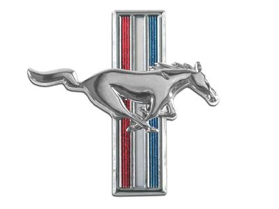 Scott Drake Emblems C5ZZ-16228-D Emblem, Passenger Side Fender, Chrome/Red/White/Blue, Running Pony Logo, Ford, Each
