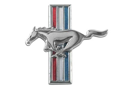 Scott Drake Emblems C5ZZ-16229-B Emblem, Driver Side Fender, Chrome/Red/White/Blue, Running Pony Logo, Ford, Each