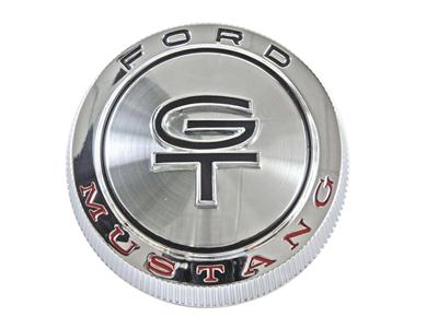 Scott Drake Fuel Tank Caps C6ZZ-9030-A Cap, Steel, Chrome, Ford Mustang GT Logo, Ford, Each