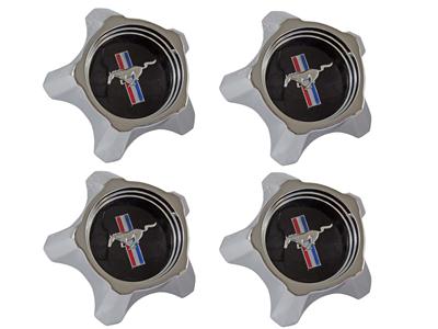 Scott Drake Styled Steel Hub Caps C7ZZ-1130-BK Hubcap, Rallye Star, Black with Chrome Horse, Screw-On, Ford, Set of 4