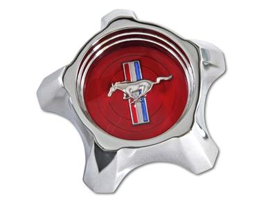 Scott Drake Styled Steel Hub Caps C7ZZ-1130-R Hubcap, Rallye Star, Red with Chrome Horse, Screw-On, Ford, Each