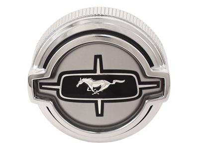 Scott Drake Fuel Tank Caps C8ZZ-9030-A Cap, Twist On, Chrome/Black, Standard Running Pony Logo, Ford, Each