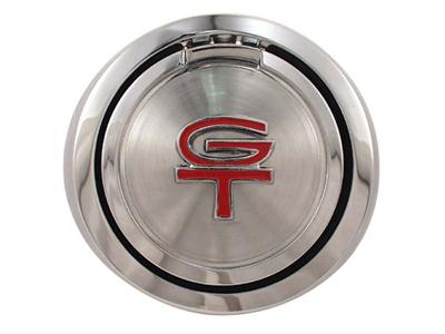 Scott Drake Fuel Tank Caps C8ZZ-9030-D Cap, Pop-open, Aluminum, Chrome/Red, GT Logo, Ford, Each