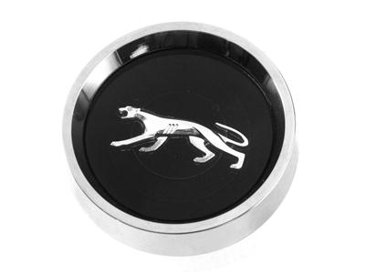 Scott Drake Hubcaps C9WY-1130-BK Center Caps, Rallye Style, Screw-on, Steel, Chrome, Cougar Logo, Black Background, Mercury, Set of 4
