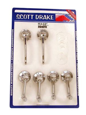 Scott Drake Interior Door Handles KIT-DH-2 Handles, Interior, Front, Die-cast Zinc, Chrome, Window Cranks, Ford, Kit