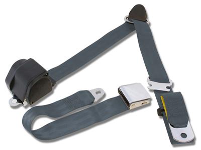 Scott Drake Retractable Three Point Seat Belts SB-3P-BL Belts, Shoulder and Lap Belt Type, Point, Retractable, Blue, Chrome Aviation Buckle, Front, Ford, Pair