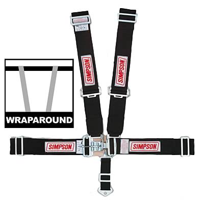 Simpson Latch & Link 5-Point Harness 29064BK Harness, Complete, Latch, Individual-Type, Wraparound, Roll Bar Mount, Black, Each
