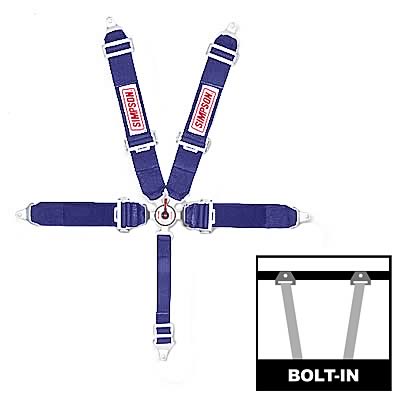 Simpson Camlock 5-Point Harness 29110BL Harness, Complete, Camlock, Individual-Type, Bolt-In, Floor Mount, Blue, Each