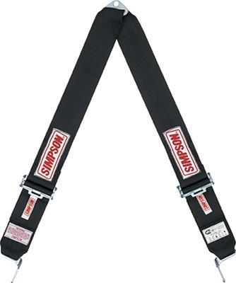 Simpson Latch-Type Shoulder 2-Point Harness 30005BK Harness, Belts, Latch, V-Type, Bolt-In, Floor/Roll Bar Mount, Black, Each