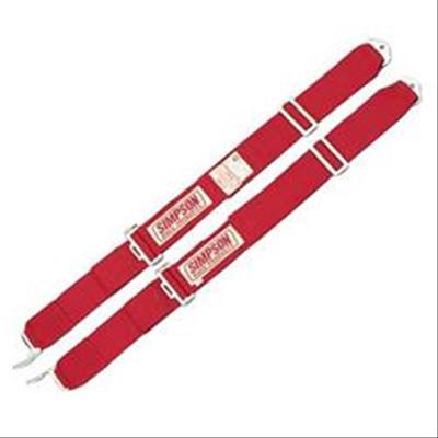 Simpson Shoulder 1-Point Harness 30010R Harness, Belt, Latch Style, Individual, Pull Down, Red, 48 in. Length, Floor/Roll Bar Mount, Pair