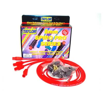 Taylor Spiro-Pro Spark Plug Wire Sets 73235 Wires, Spiro-Pro, 8mm, Red, Straight Boots, Universal, L4/V4, Set thumbnail 2