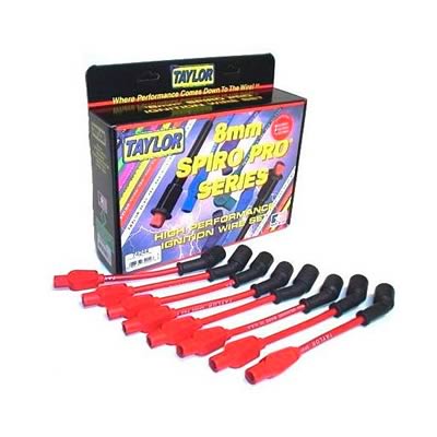 Taylor Spiro-Pro Spark Plug Wire Sets 74244 Wires, Spiro-Pro, 8mm, Red, Straight Boots, Chevy, Pontiac, LS1/LS6, Set thumbnail 2