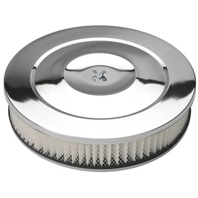 Trans-Dapt Performance Chrome Air Cleaners 2146 Filter Assembly, 14 in. Diameter, Round, Flat Base, Steel, Chrome, 3 in. Filter Height, Each thumbnail 3