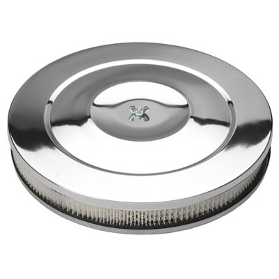 Trans-Dapt Performance Chrome Air Cleaners 2148 Filter Assembly, 14 in. Diameter, Round, Flat Base, Steel, Chrome, 2 1/8 in. Filter Height, Each thumbnail 3