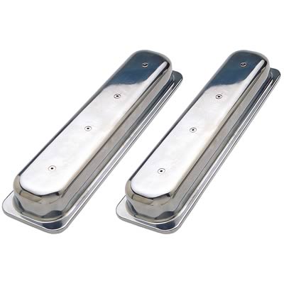Trans-Dapt Performance Diecast Aluminum Valve Covers 6036 Covers, Stock Height, Die-Cast Aluminum, Polished, Plain, Chevy 1987-2000, 5.0/5.7L, Pair