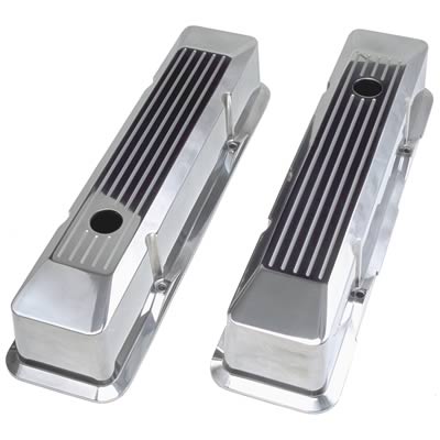 Trans-Dapt Performance Diecast Aluminum Valve Covers 6091 Covers, Tall, Die-Cast Aluminum, Polished, Ball-Milled, Chevy, Small Block, Pair