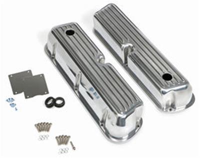 Trans-Dapt Performance Finned Aluminum Valve Covers 6117 Covers, Tall, Aluminum, Polished, Finned, Ford, Small Block, With Breather Holes, Pair