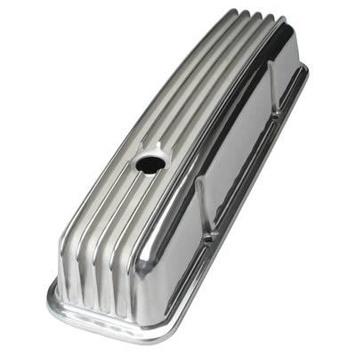Trans-Dapt Performance Finned Aluminum Valve Covers 6602 Covers, Tall, Aluminum, Polished, Finned, Chevy, Small Block, Pair